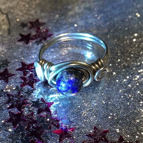 wirewrap Ring Blue Lápiz Lazuli Stone - Picture 3 of 6